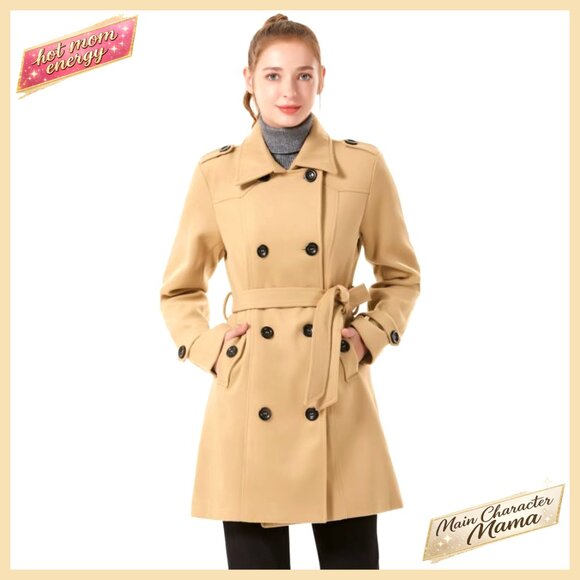 Double Breasted Slim Trench Coat with Belt, Wind-Resistant, Mid-Long Length - Picture 2 of 7